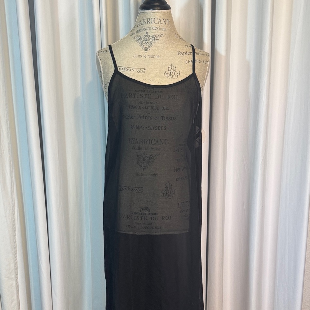 Elegant Black Sheer Slip Dress